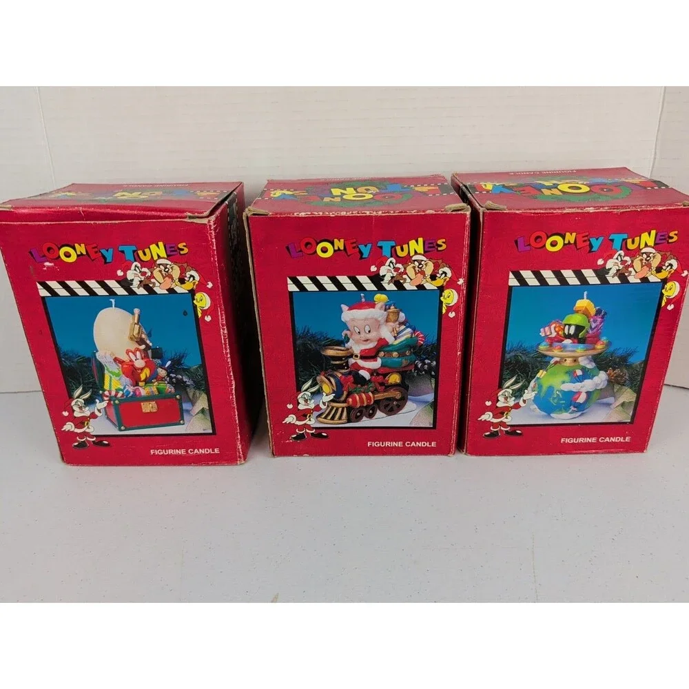 VTG 90s Looney Tunes Marvin the Martian  Porky Pig Yosemite Sam Christmas Candle